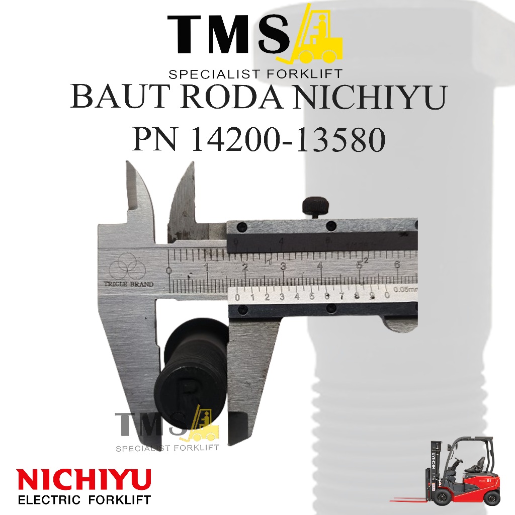 Baut Roda Wheel Bolt HUB 14200-13580 Nichiyu Forklift Baut MUR NUT Forklift FB 75 Series - Gambar 3