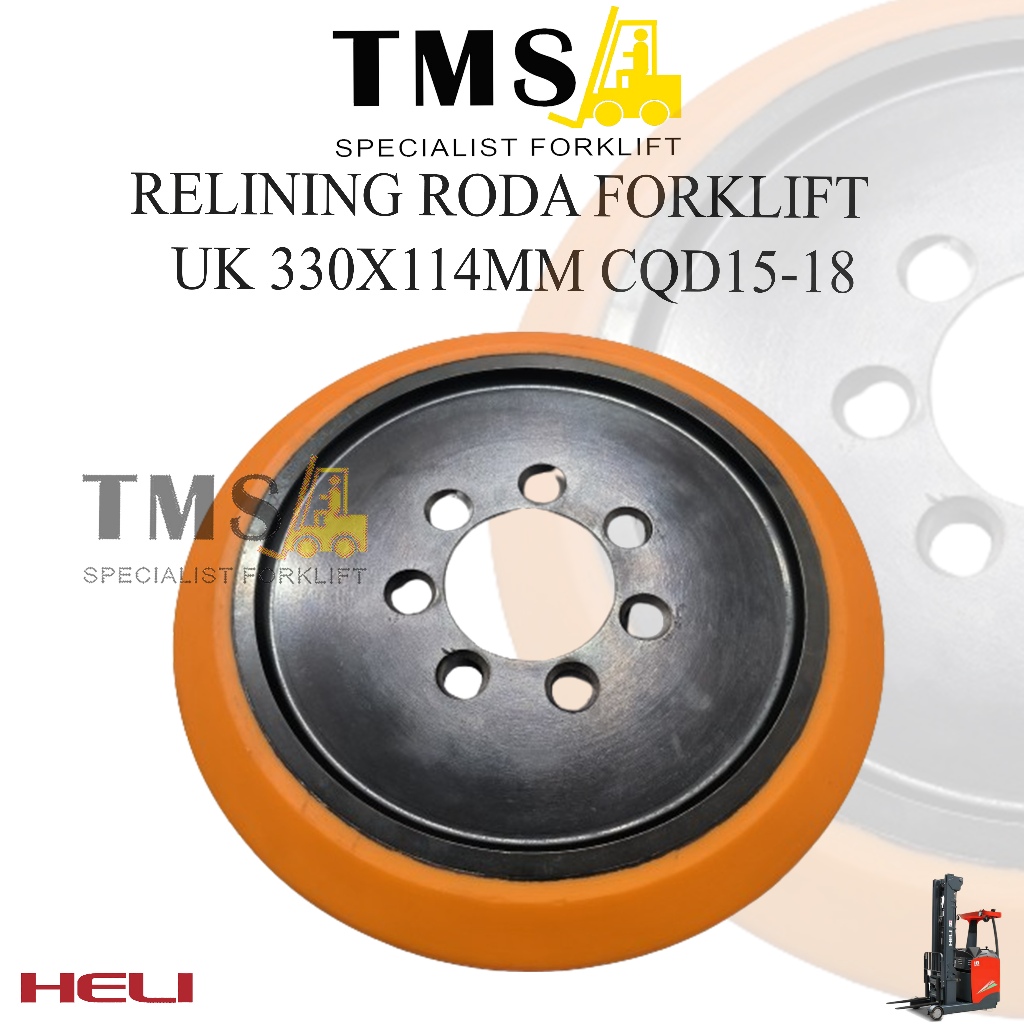 Relining Roda Forklift Reachtruck HELI CQD Drive Wheel 330x114 OD 330 Electric Forklift CQD 15 - CQD18 - Gambar 3