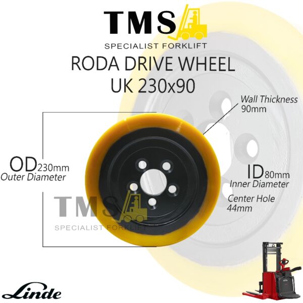 Roda Ukuran 230x90 Linde L14 Drive Wheel Roda Forklift Electric Pallet Stacker Forklift