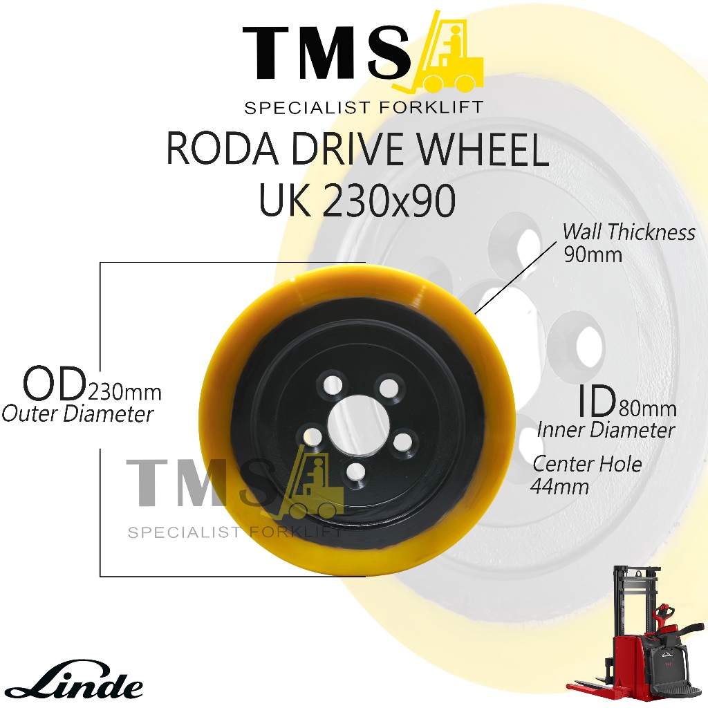 Roda Ukuran 230x90 Linde L14 Drive Wheel Roda Forklift Electric Pallet Stacker Forklift