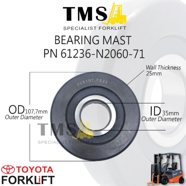PN 61236-N2060-71 Bearing Mast Roller 8FB15 Uk. 35x107,7x25 Sparepart Forklift Heavy Duty