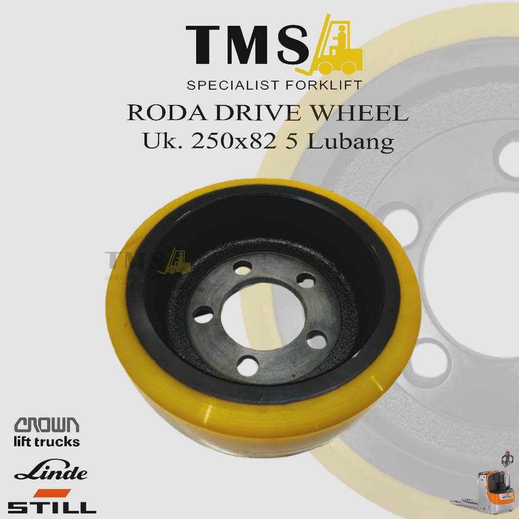Roda Drive Wheel 250x82 5 Lobang STILL Linde CROWN BT Stacker Pallet Mover Polyurethane - Gambar 2