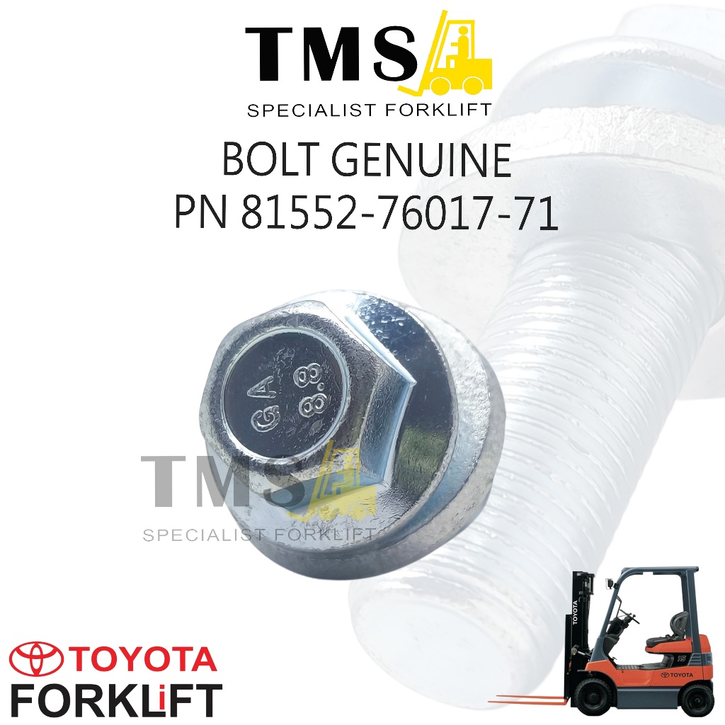 Bolt Genuine Part Number 81552-76017-71 for Forklift Toyota FB15,FD,FG - Gambar 4