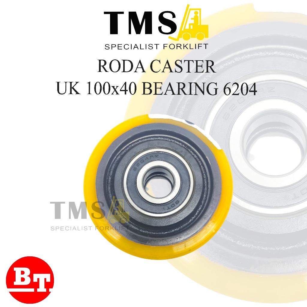 Roda Caster Forklift 100x40 Bearing 6204 Wheel Supporting Stacket Pallet Mover - Gambar 2