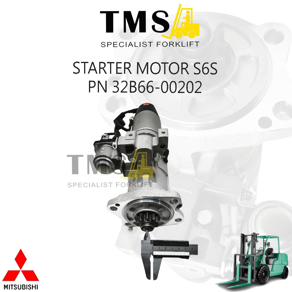 Starter Motor 24V Mitsubishi Forklift S6S FD35 FD40 FD45 FD50 PN 32B66-00202 10 Gigi
