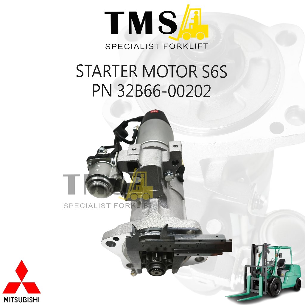 Starter Motor 24V Mitsubishi Forklift S6S FD35 FD40 FD45 FD50 PN 32B66-00202 10 Gigi